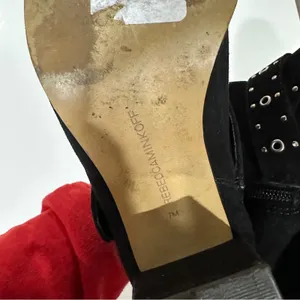 Rebecca Taylor Logan Black Suede Studded Buckle Heel Booties‎ Size 7 thumbnail 8