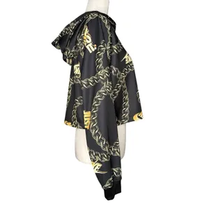 Nike Hoodie Womens Medium Black Gold Chain Print‎ Boxy Loose Fit Just Do It thumbnail 3