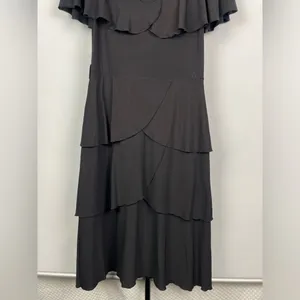 Leona Edmiston Frocks Black Tiered Ruffle Layered‎ Short Sleeve Dress thumbnail 3