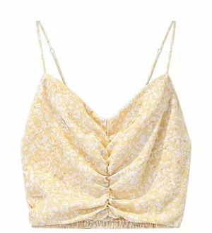 Abercrombie & Fitch Yellow and White Floral Ruched Front Womens Tank Top Size XS thumbnail 1