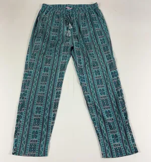 Calypso St. Barth Pants Womens Medium Blue Silk Crepe Jogger Beaded Tassel Print thumbnail 1