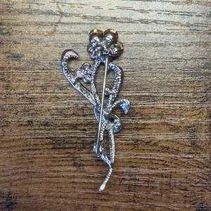 Floral pink and purple silver flower brooch pin thumbnail 2