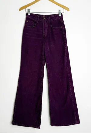 Pilcro Corduroy Wide Leg Pants Size 24 Purple High Rise Anthropologie thumbnail 1