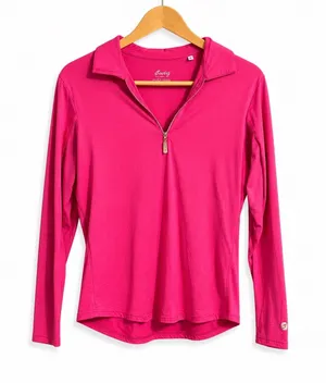 Bette & Court Swing Pink UPF 50 Quarter Zip Golf Top Moisture Wicking Large thumbnail 1