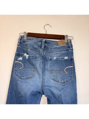 American Eagle Ne(x)t Level Super Hi-Rise Jegging Crop Distressed Jeans Size 4 thumbnail 4