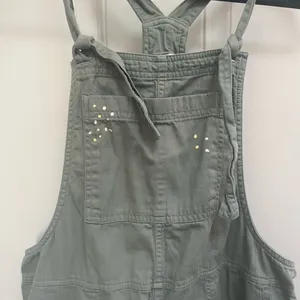 Aerie werk and play twill jumpsuit overalls w/ paint splatter in‎ green small thumbnail 4