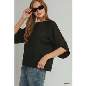 Umgee Round Hem Raglan Sleeve Top - Large thumbnail 2