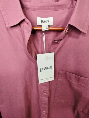 Pact Organic Cotton Relaxed Slub Long Sleeve Button Up Size L thumbnail 4