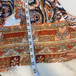 Free People Say‎ You Love Me Mini Dress Size M Orange Combo Paisley Boho Flowy thumbnail 12