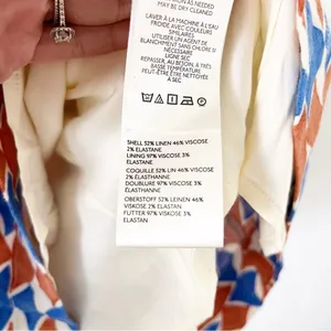 Anthropologie Maeve Ophelia Linen Blend Blue Multi Square Neck Geometric Mini Dress thumbnail 7