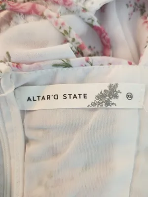 Altar'd State Pink and White Floral Boho Patchwork Mini Dress Size XS Flaw thumbnail 11