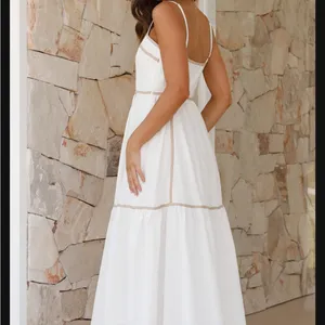 Boutique Billy J White Tiered Midi Sundress with Spaghetti Straps thumbnail 2