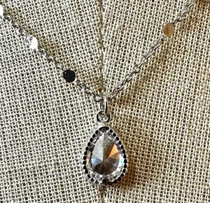 Silver tone dainty teardrop pendant necklace thumbnail 1