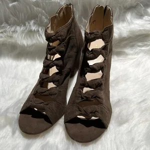 Metaphor Lema‎ Olive Suede Knotted Chunky Heel Ankle Boots Size 10. B68 thumbnail 5