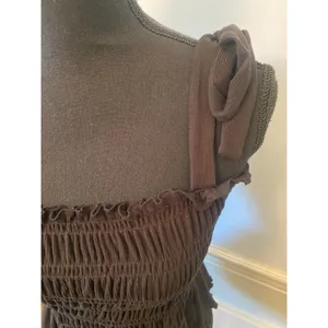 Altar'd State Black Smocked Peplum Tie-Strap Tank Top Size M Made in USA thumbnail 7