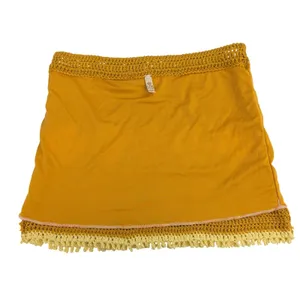 Mora‎ Mustard Yellow Crochet Floral Medallion Fringe Mini Skirt One Size Boho thumbnail 7