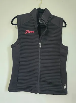 SPYDER Ferrara Black Quilted Vest with Pink Logo thumbnail 1