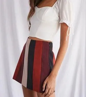 Suede Stripped Skirt Black Size M thumbnail 1