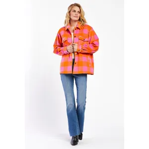 Velvet‎ Heart Sheryl Button Down Plaid Shacket Jacket Size M Pink Orange Flannel thumbnail 16