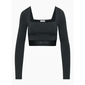 Aritzia Babaton Black Longsleeve Cropped Workout Top High Support Size XXS thumbnail 2