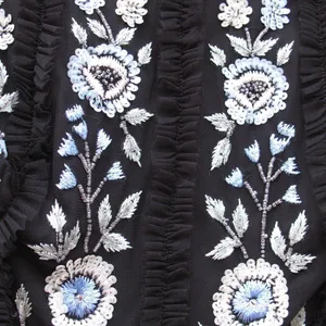 Mac Duggal 9135 Womens Black Sleeveless High Neck Embroidered Mini Dress thumbnail 9