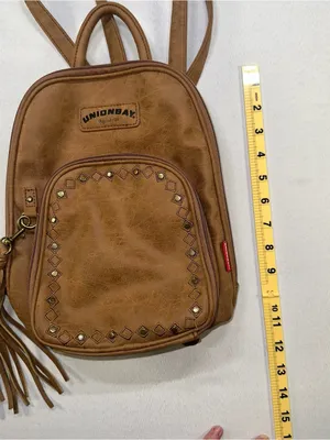 Unionbay Women’s Brown Faux Leather Mini Backpack Studded Diamond Stitch Tassel thumbnail 8