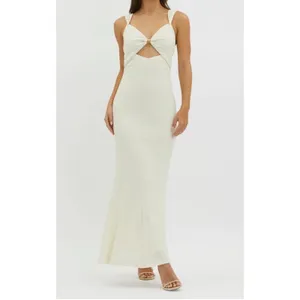 Sun white cut-out maxi dress with gold-tone hardware details on the straps thumbnail 2