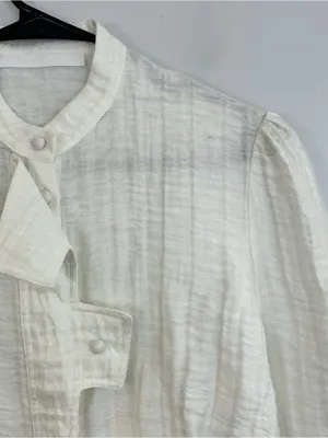 Love Binetti White Button Front Peasant Peplum Boho Blouse Medium FLAW thumbnail 5