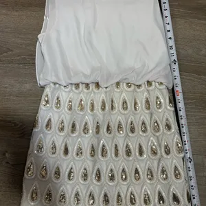Boohoo White and Gold Sequin Dress thumbnail 5