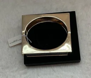 Gold and Black Rectangular Statement Bangle Bracelet thumbnail 1