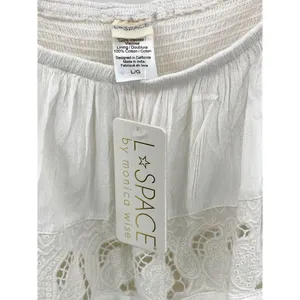 New L*Space Women's White Jaclyn Dress Large Boho Festival Tie Sleeve Flowy‎ thumbnail 3