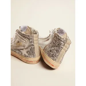 Golden Goose Slide with‎ Laminated Leather Upper and Silver Glitter Size 36 thumbnail 4