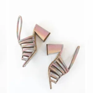 FREE PEOPLE COLETTE CINCHED HEEL RAINBOW METALLIC Size 6.5 thumbnail 4