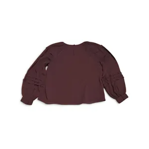 Ann Taylor Purple Crinkle Chiffon Ruffle Long Sleeve Blouse Size L thumbnail 3