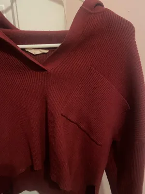 Altar'd State Cropped Off-The-Shoulder Sweater Red thumbnail 2
