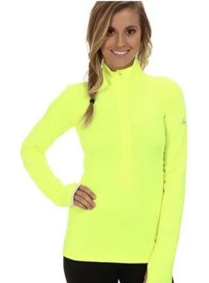 Nike Pro Dri-FIT Half Zip Pullover Neon Yellow Women’s Sz M Run Outdoor Sport thumbnail 1