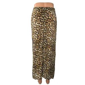 Zara Tan Black Leopard Animal Print Knit Zip Knot Front Midi Slip Skirt Size S thumbnail 2