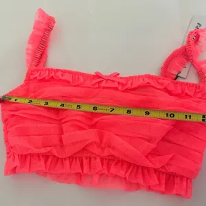 For Love & Lemons Women’s Ruffled Crop Top - Neon Coral thumbnail 3