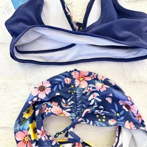 New CUPSHE Ruched Cinch Side Bottom Twist Front Blue Floral Beach Boho Bikini Sm thumbnail 10