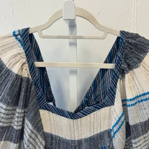 Free People All Lined Up Multi Striped Gauzy Mini Dress Boho Lightweight Blue Sm thumbnail 9