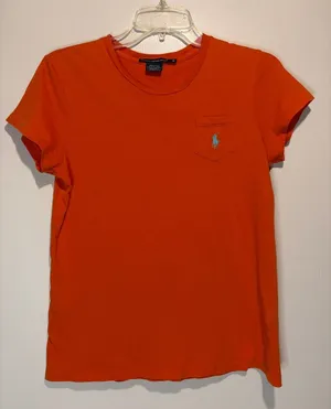 Ralph Lauren Sport Bright Orange Babydoll Fitted Top Size M thumbnail 1