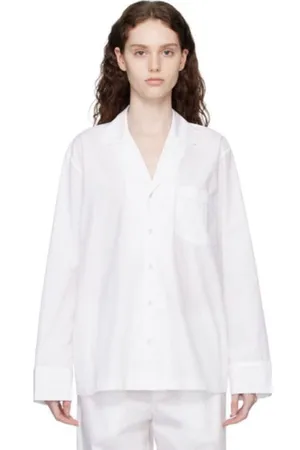 Skims White Poplin Sleep 100% Cotton Button Up Shirt Size Large thumbnail 1