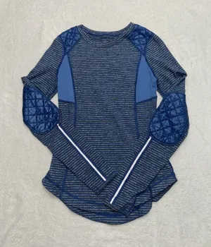 Lululemon Run Ice Queen Slope Stripe Limitless Blue long sleeve size 6 thumbnail 1