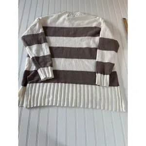 Sanctuary Womens Striped Mock Neck Cozy Warm Sweater Brown Cream Oversized L thumbnail 9