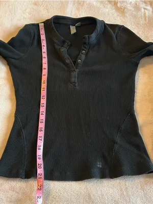 Sweaty Betty black ribbed long sleeve Henley size S athleisure lounge casual thumbnail 10
