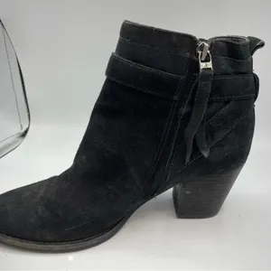 Sam Edelman Black Suede Ankle Boots Buckle Western Booties Womens 8 thumbnail 11