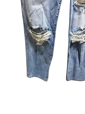 Revice Denim Fold Over Waist Baggy Denim Jeans Blue Size 28 Distressed Retro thumbnail 11