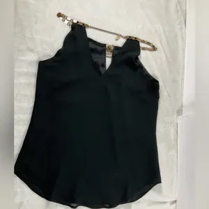 bebe vintage Tank Top‎ black brass chain detailing club new years flowy thumbnail 8