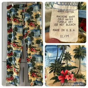 Vintage 100% Cotton Made in USA Hawaiian Tropical‎ Drawstring Pants small/medium thumbnail 2