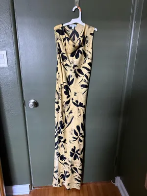 Topshop Dress Yellow & Black Floral Maxi thumbnail 4
